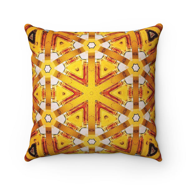 The Kaleidoscope Yellow Suede Pillow