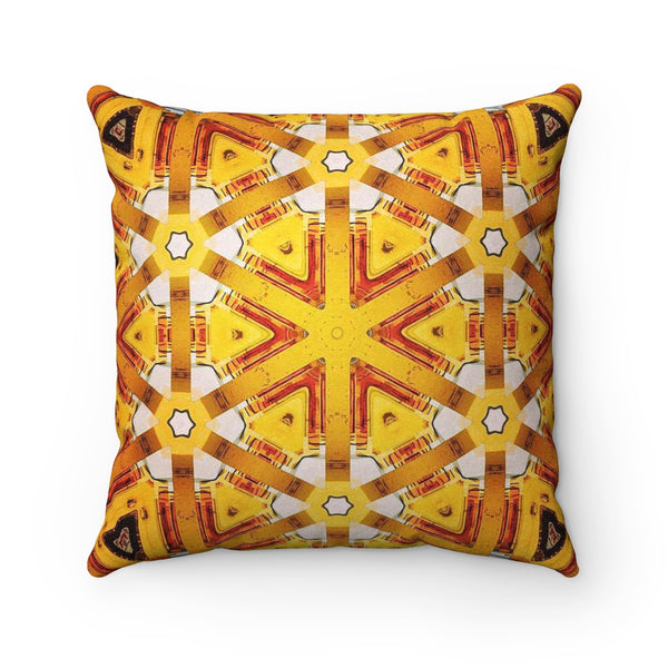 The Kaleidoscope Yellow Suede Pillow